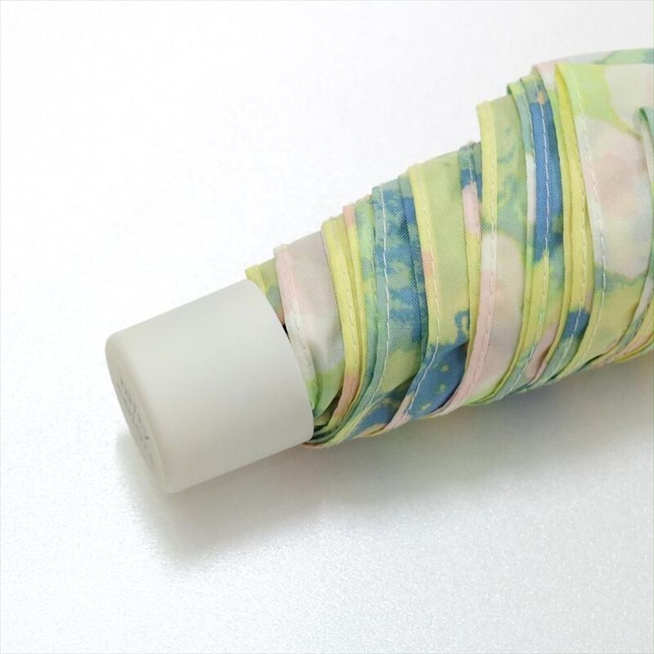 日本 nifty colors - 抗UV輕量 晴雨兩用折疊傘-春日綻放-藍綠 (直徑88cm/158g)