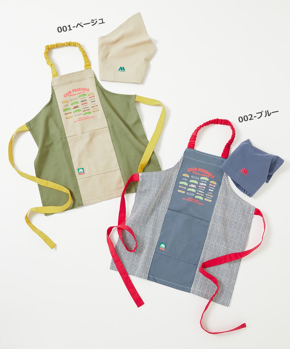 日本 devirock - 聯名限定 抗污材質厚磅圍裙3件組-含頭巾+收納袋-卡其綠