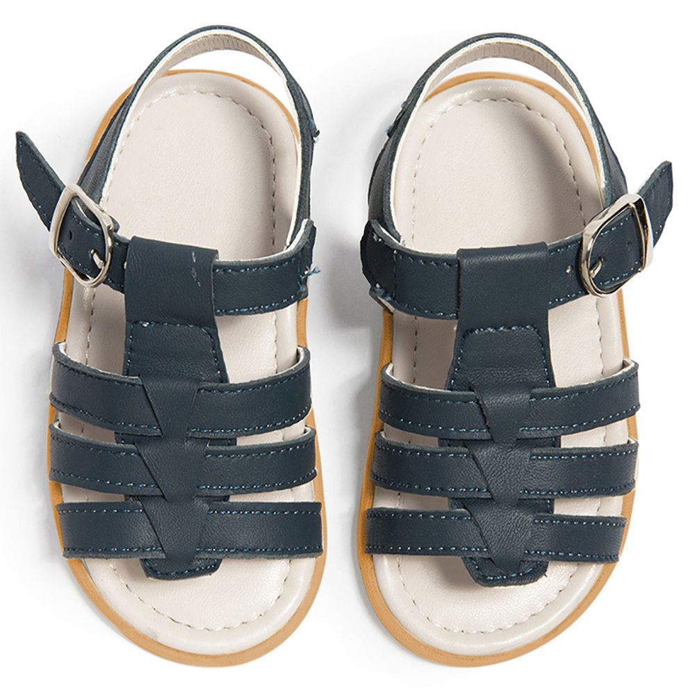 英國 shooshoos - 健康無毒真皮手工涼鞋/童鞋-優遊一夏(藍)