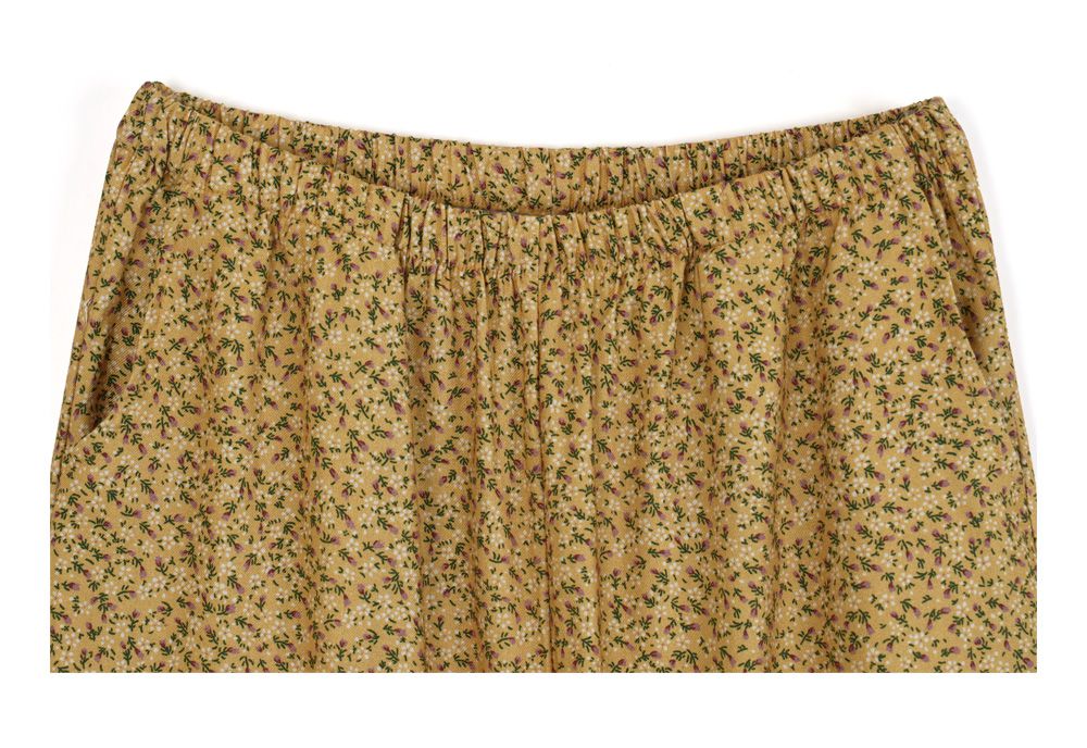 韓國 ULLALA - 活力暖黃碎花長袖睡衣-(兩件式)-黃 (FREE)