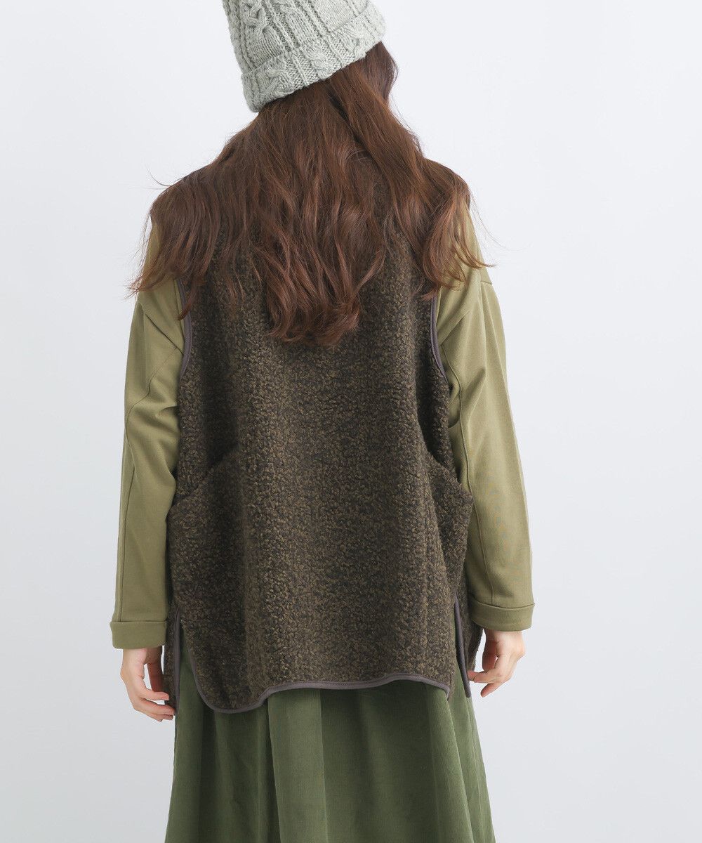 日本女裝代購 - 前後2way大口袋短毛背心-象牙