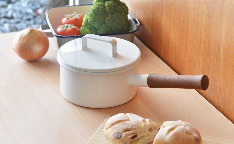 日本 365methods - 單柄附蓋琺瑯牛奶鍋-黃 (16cm)-1.7L