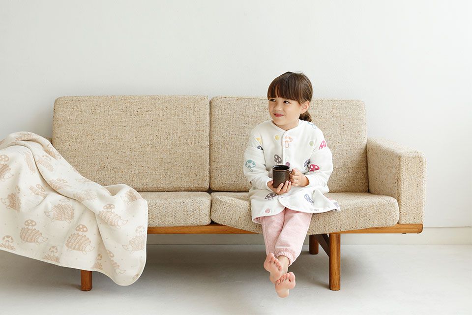 日本 Hoppetta - 蘑菇六層紗可拆袖成長型睡袍