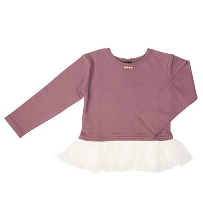 akachan honpo - 休閒上衣-下擺拼接-紫色