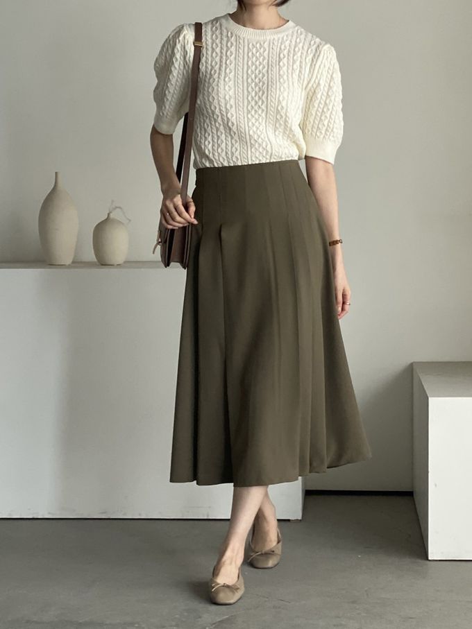 韓國女裝連線 - 淑女後鬆緊綁帶蝶結打褶中長裙-黑 (FREE)