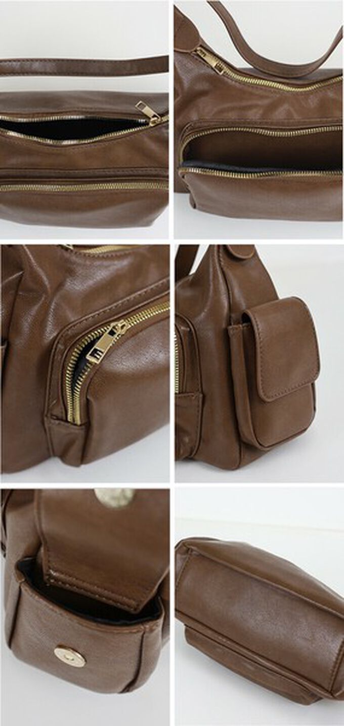 日本 BLUE EAST - 復古時尚多口袋迷你肩背包-黑