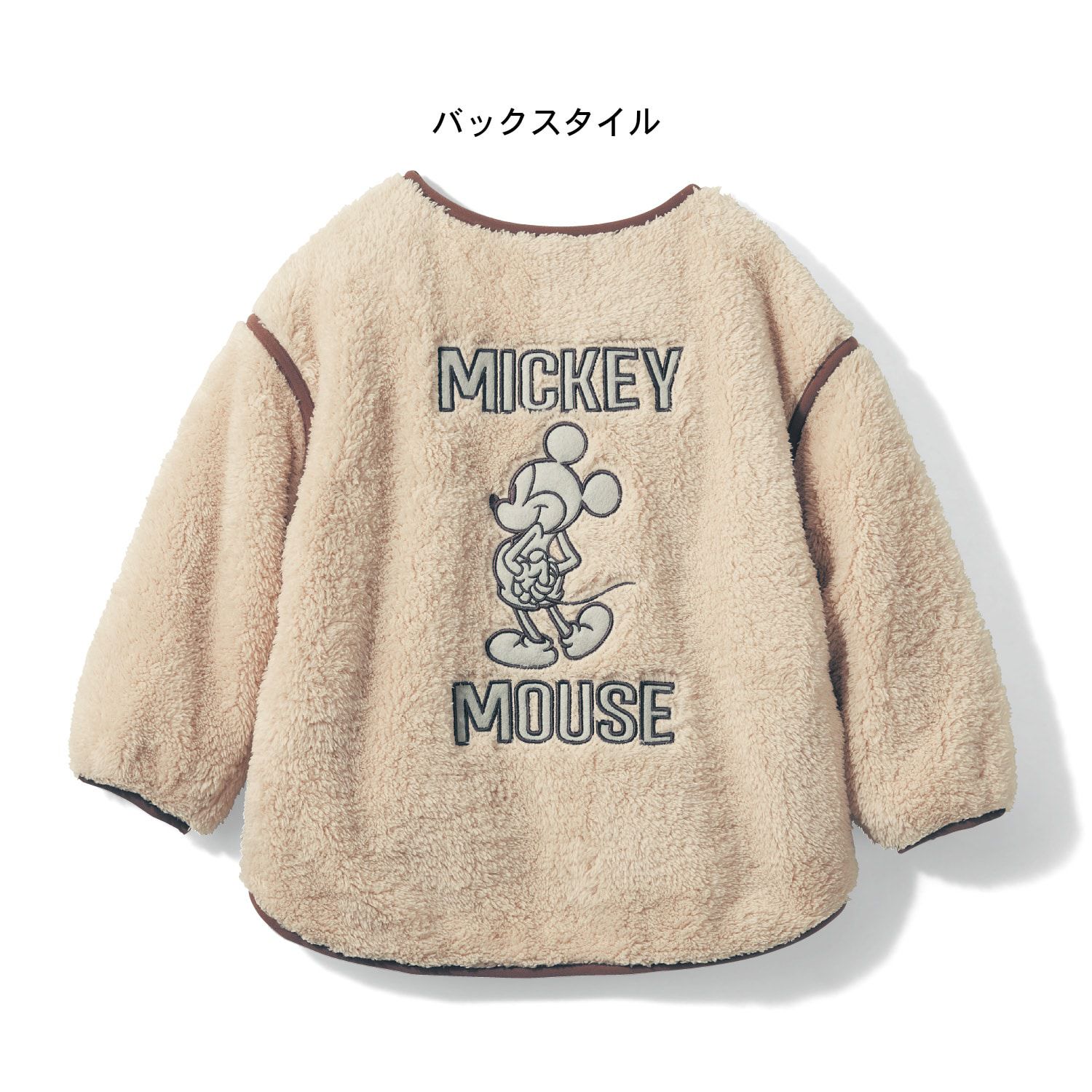 日本千趣會 - 迪士尼毛絨保暖外套-米奇刺繡-淺米杏