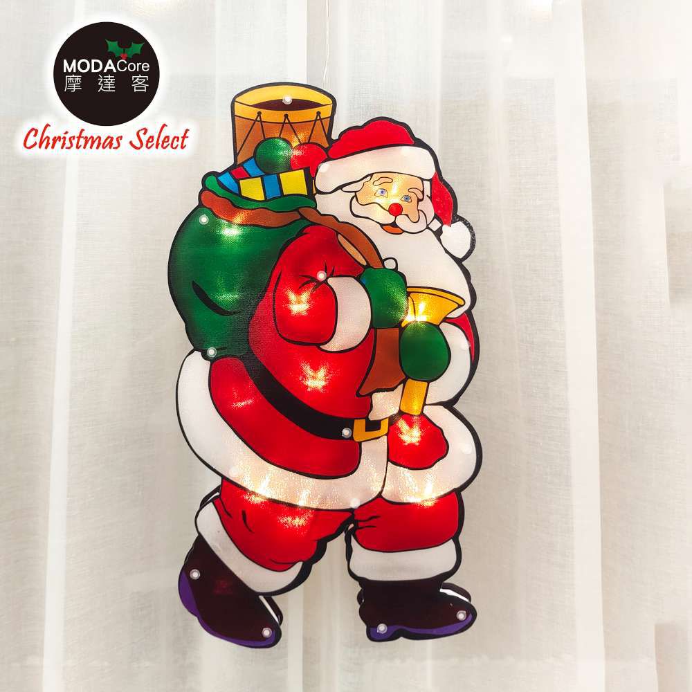 MODACore 摩達客 - 聖誕彩繪PVC造型吊飾 -電池盒吸盤燈-聖誕老公公款