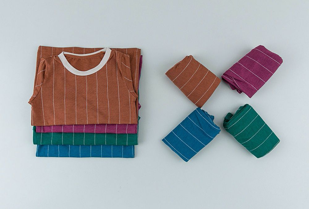 韓國 Cordi-i - 德國Viloft天然纖維保暖衣套裝-深色線條-藍綠