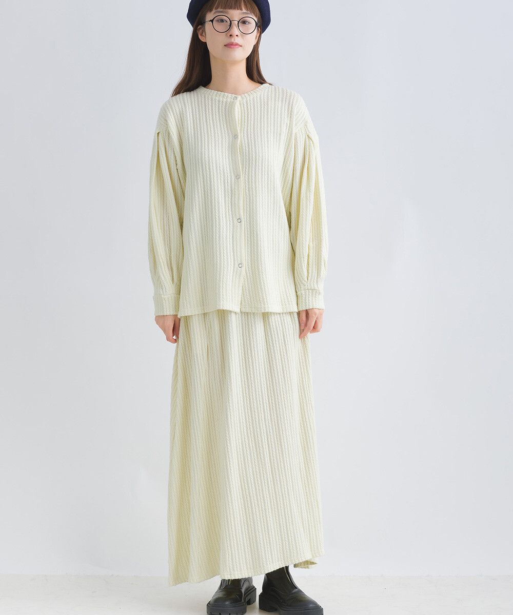 日本女裝代購 - 溫柔麻花針織不規則長裙-薰衣草