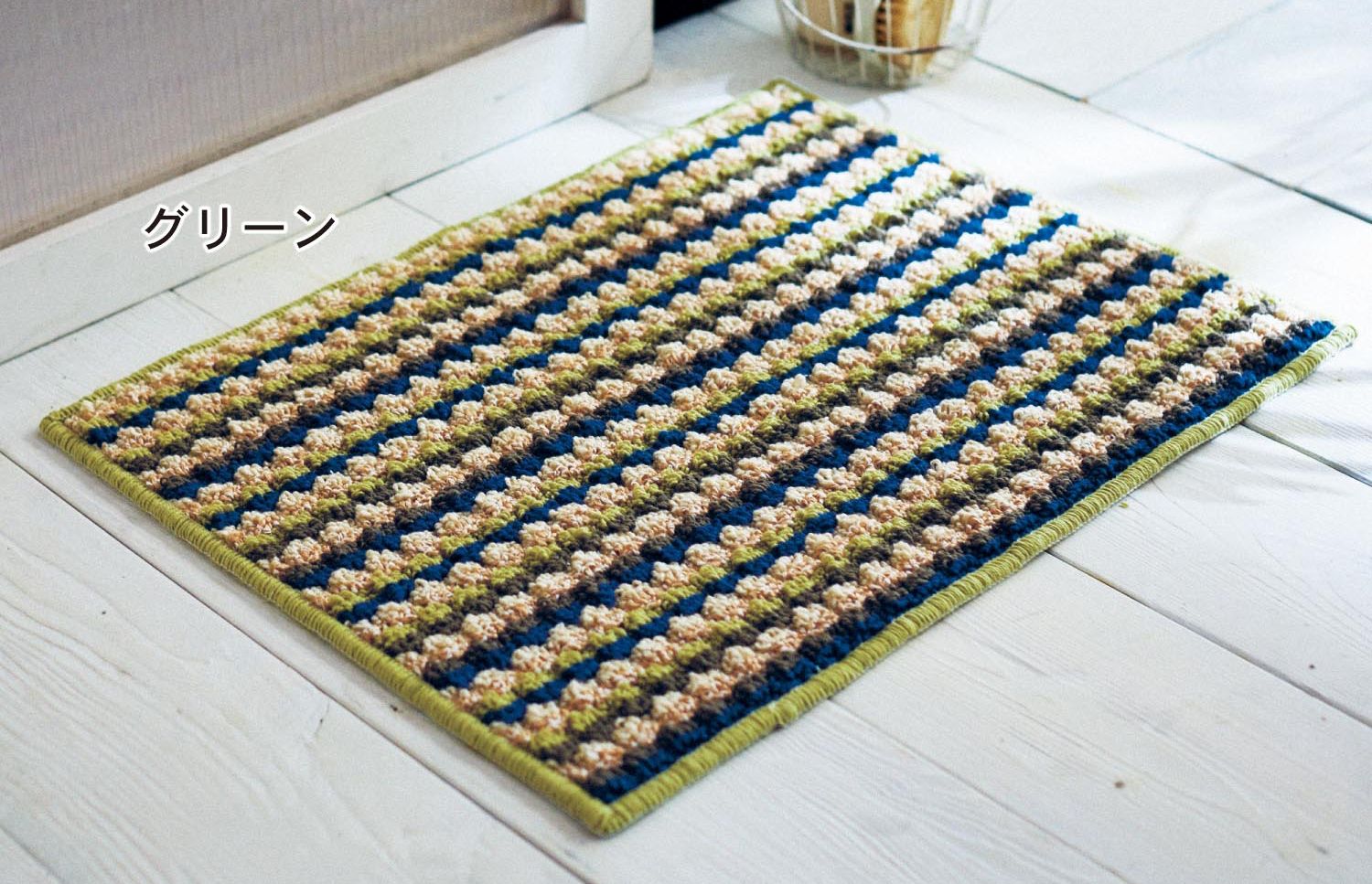 日本千趣會 - mini labo 去泥污腳踏墊-法蘭西花朵-藍綠