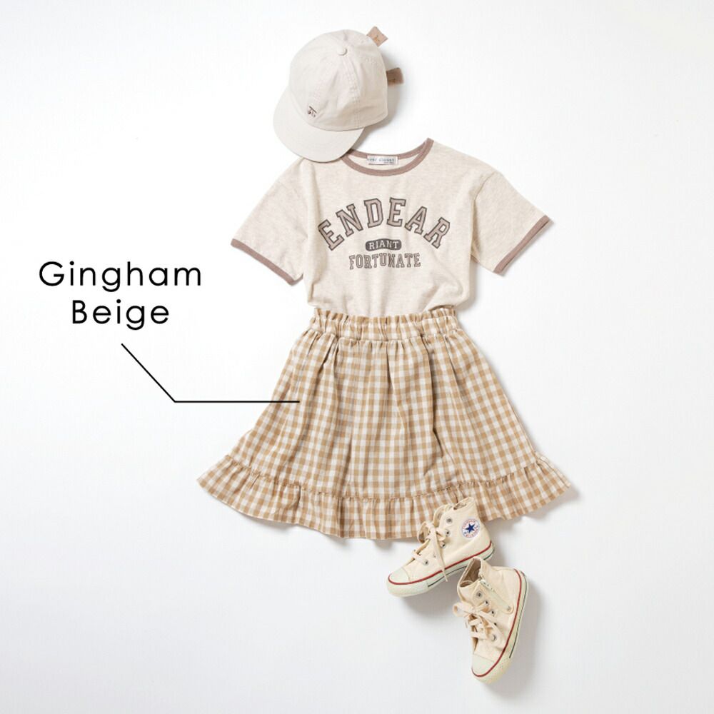 日本 evercloset - 小清新印花鬆緊圓裙(有打底褲)-小花-黃