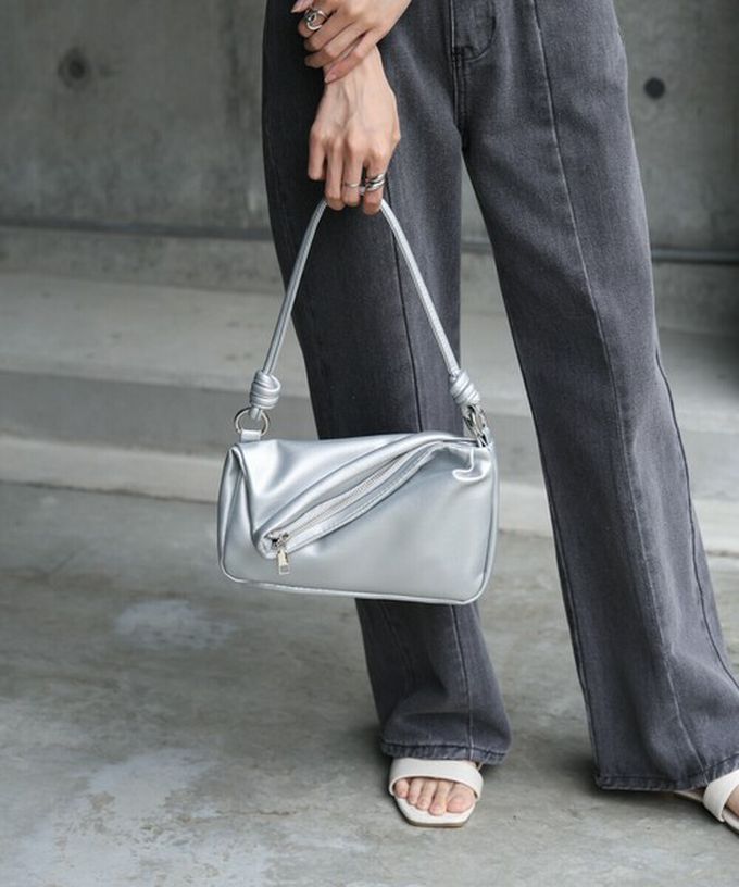 日本 Bab - 2way軟質拉鍊造型手提/側背包-太空銀