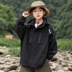 babybody - 防風防水高領連帽款衝鋒外套-帥氣黑