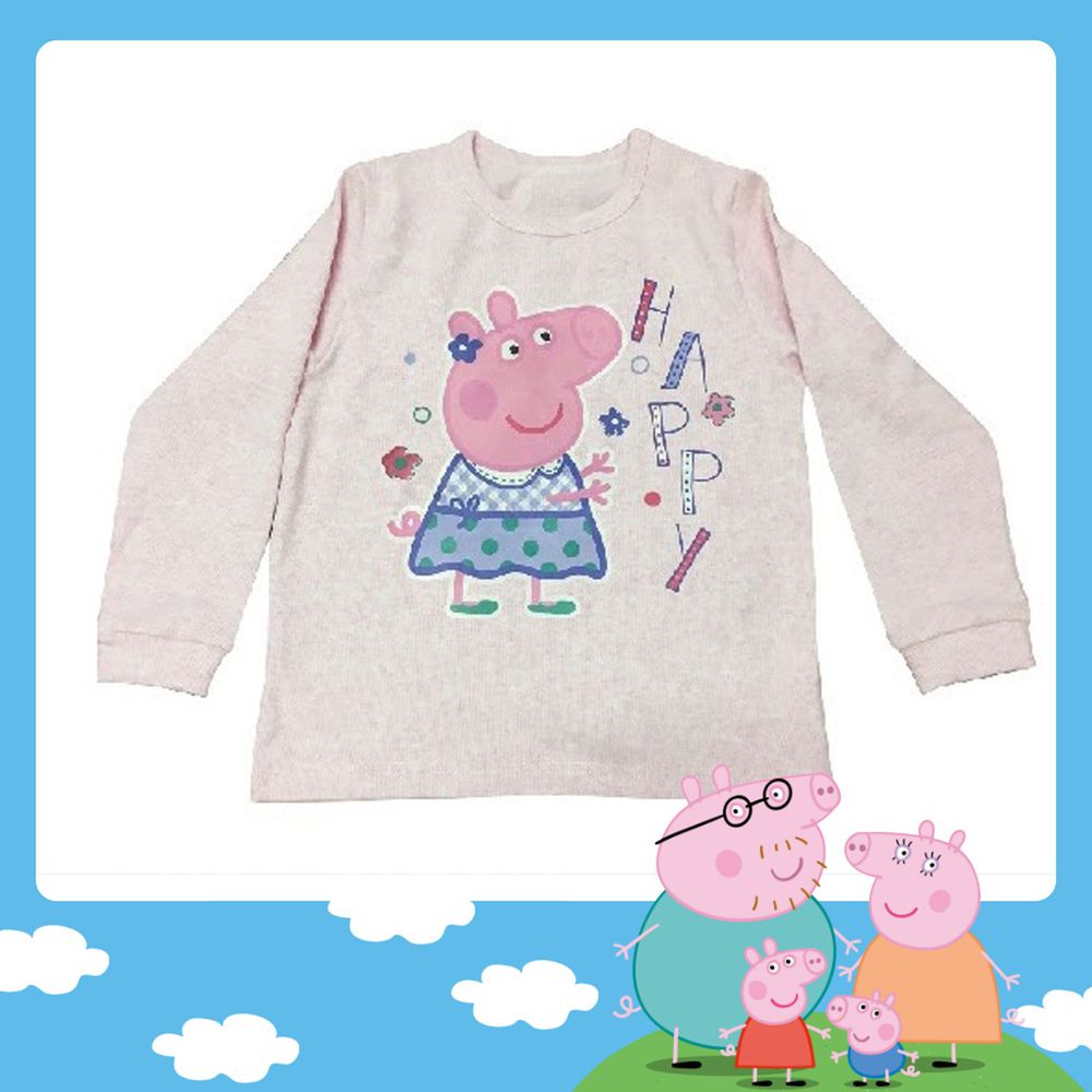 粉紅豬小妹 - 女童保暖棉絨彈性長袖上衣-舒棉絨-粉
