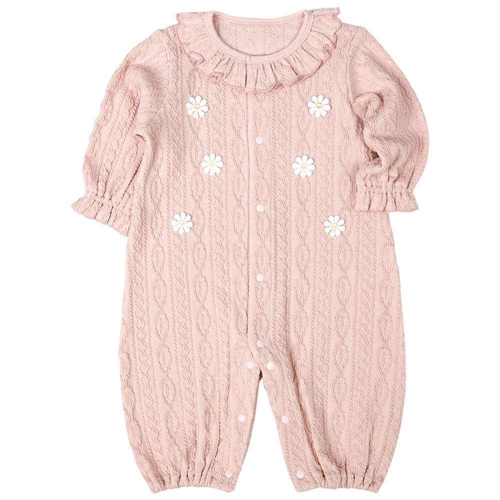 長袖兔裝-小花-粉紅色