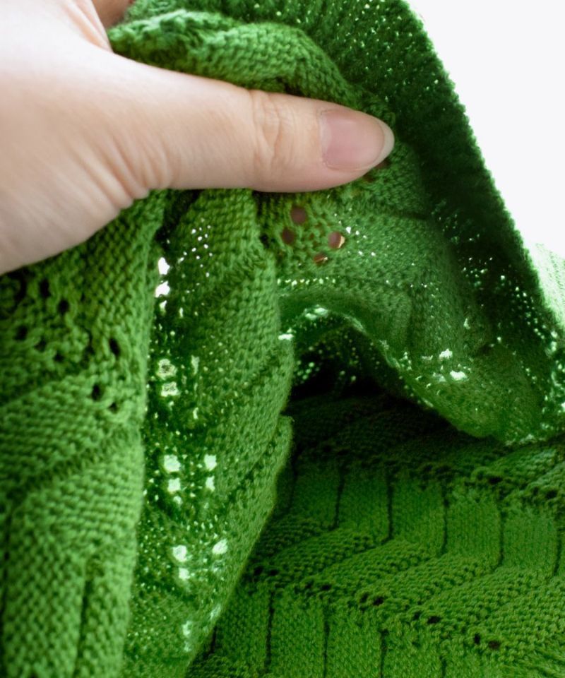 日本 zootie - 人字紋鉤針翻領短袖上衣-米杏