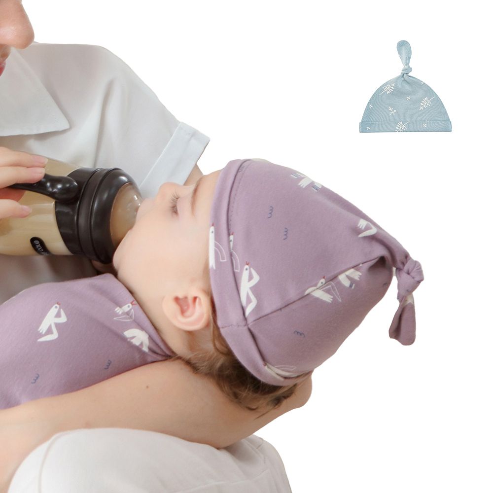 2入-寶寶帽子 嬰兒胎帽 可愛打結帽 嬰兒帽-海鷗+隨機1入 (20*30cm)