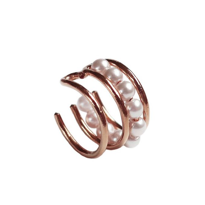 日本 Melody Accessory - 日本製 小巧珍珠線條耳骨夾-金