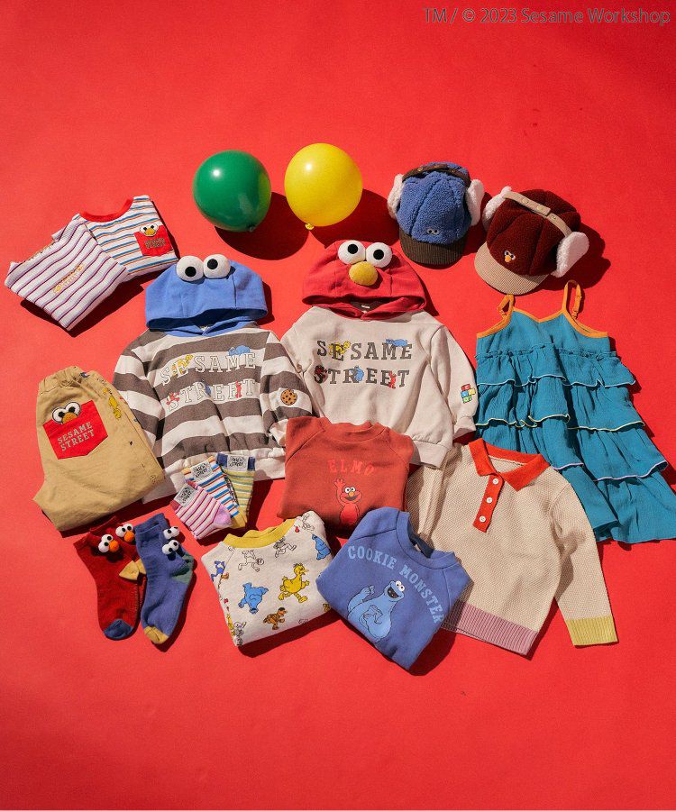 日本 apres les cours - 聯名限定 芝麻街印花大學T-米黃