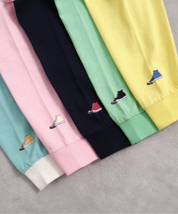 日本 BREEZE - CONVERSE聯名 印花長袖上衣-粉紅