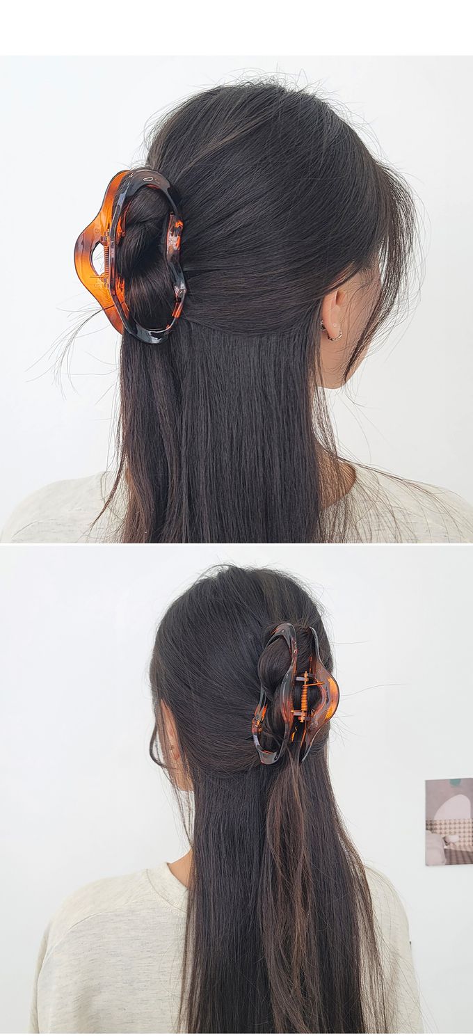 韓國 Soo&Soo - 鏤空波浪造型髮夾/抓夾-白