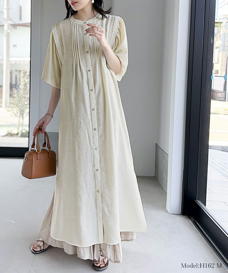 日本 Classical Elf - 優雅垂墜感排扣長版襯衫-米杏