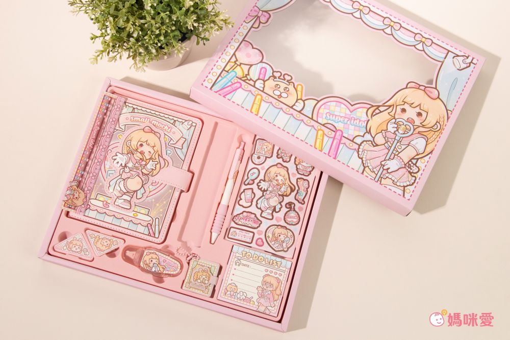 小麻糬手帳套裝禮盒-蜜桃甜甜 (33.3x26.3x3cm)
