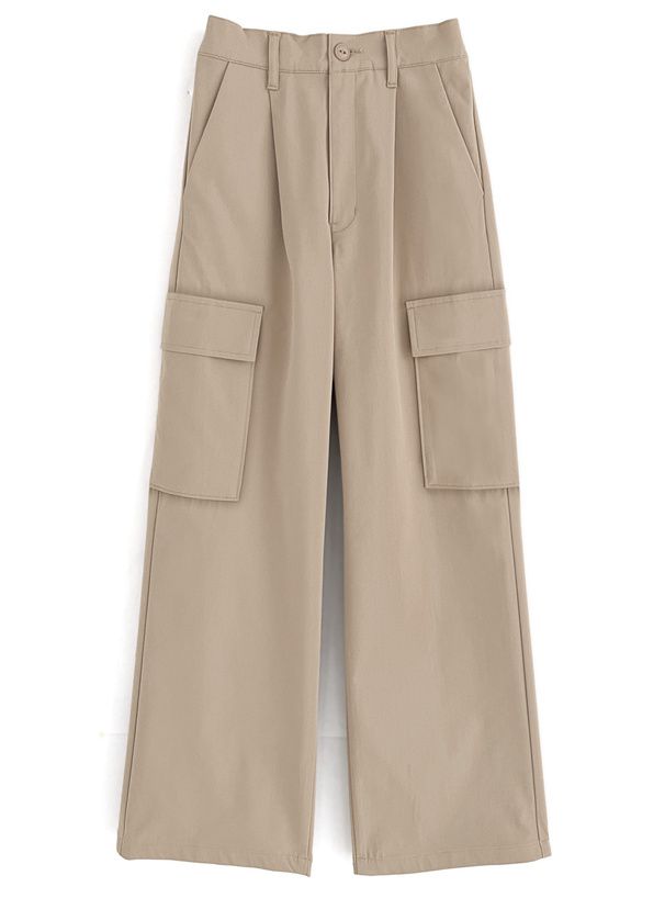 日本 GRL - 休閒百搭工裝口袋長褲-軍綠