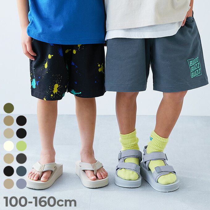 日本 devirock - 夏日印花純棉寬版短褲-BUZZ-淺藍紫