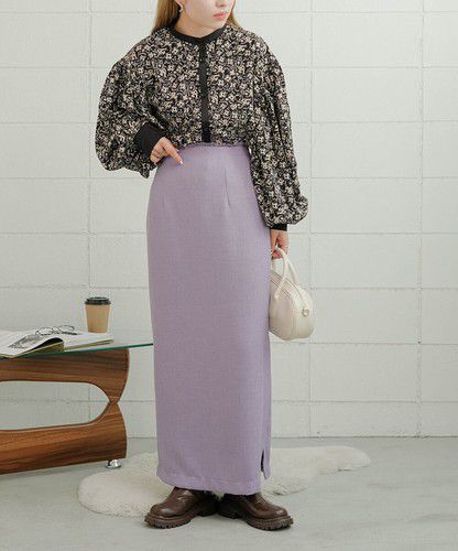 日本 Bou Jeloud - 森林碎花澎澎袖襯衫-摩卡