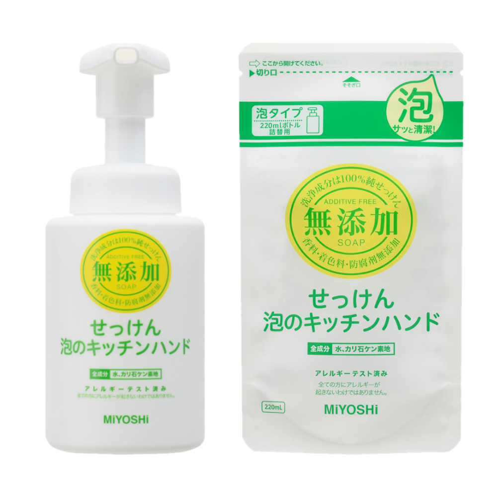 日本 MIYOSHI 無添加 - 無添加泡沫家事後洗手乳*1+無添加泡沫家事後洗手乳補充包*1