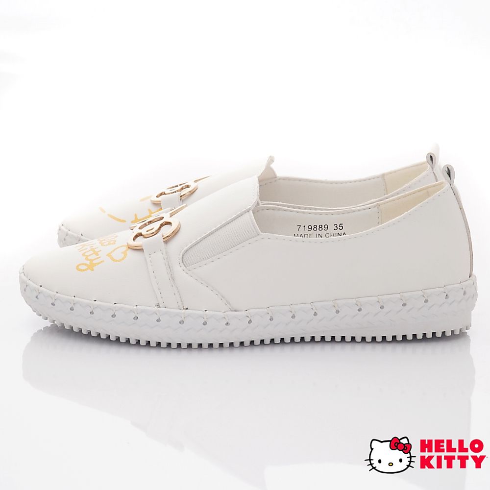 HELLO KITTY - 凱蒂貓皮質不對稱休閒鞋款(大童款)-白