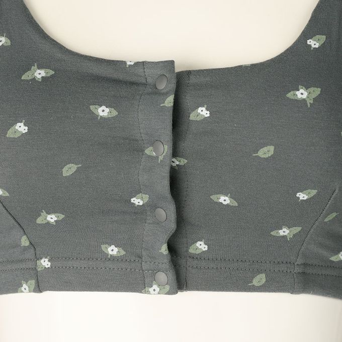 akachan honpo - 半截式內衣-前開式小花-深灰色