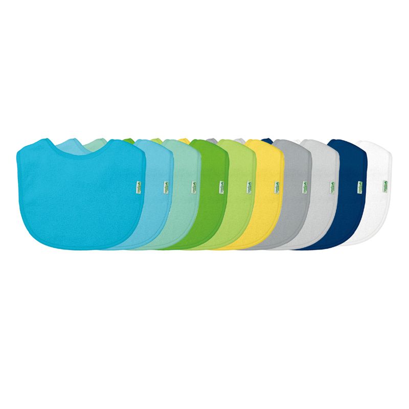 美國 green sprouts - 小綠芽魔鬼氈三層吸水/防水【口水巾圍兜】10入組-淺藍組