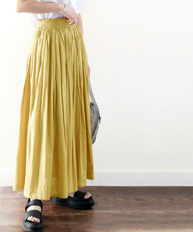 日本 Classical Elf - 100%棉 超修身垂墜感長裙-檸檬黃