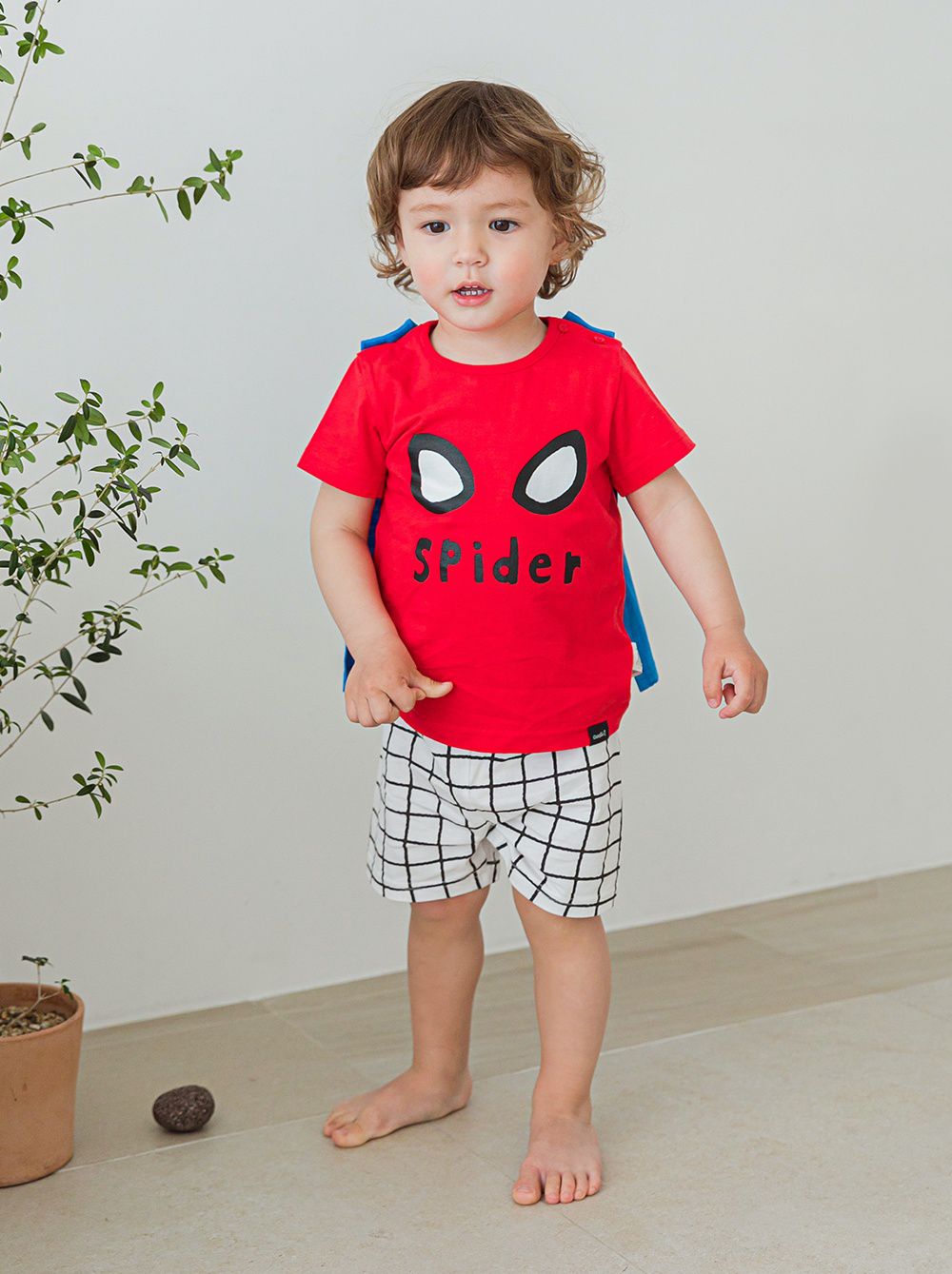 韓國 Cordi-i - 超人斗篷30支無螢光棉短袖家居服-紅