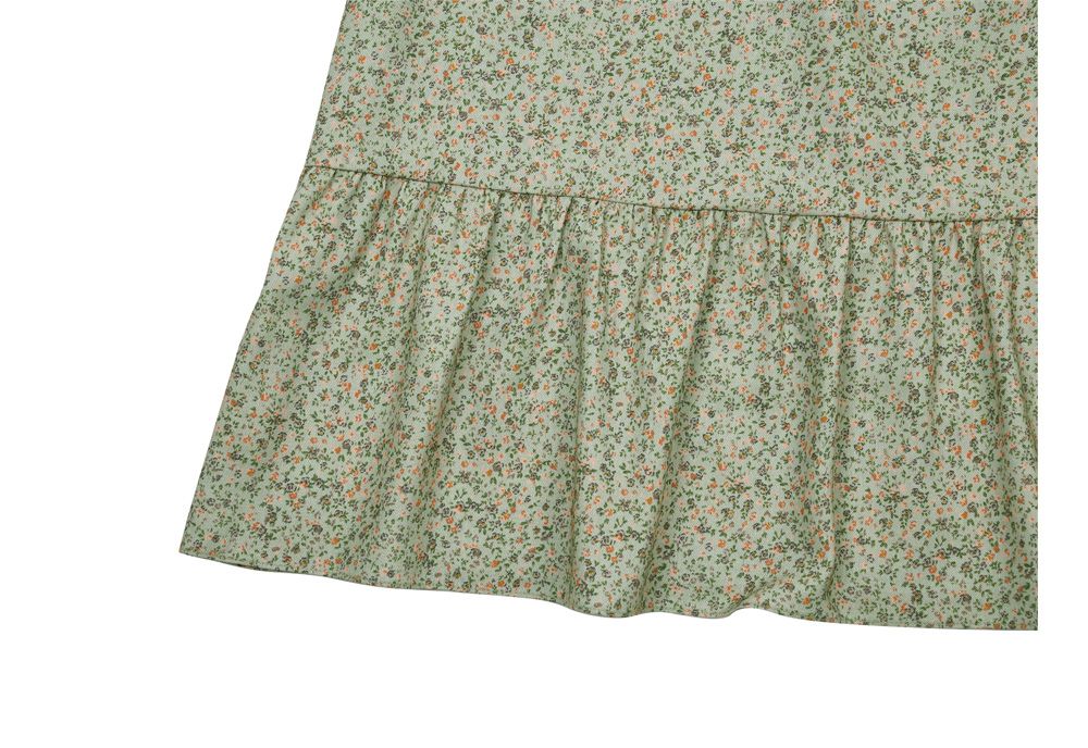 韓國 ULLALA - 浪漫碎花純棉長袖睡衣-(洋裝式)-薄荷綠 (FREE)