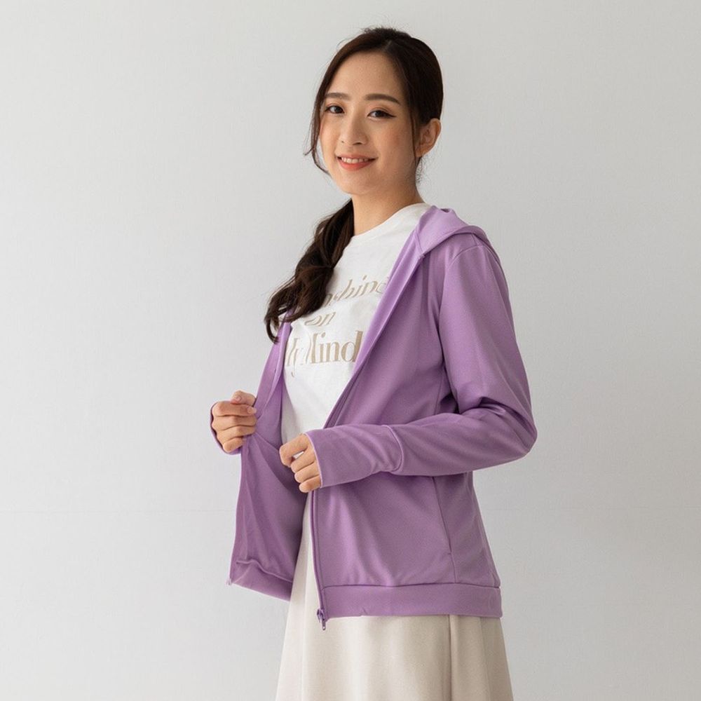 貝柔 Peilou - UPF50+高透氣防曬顯瘦外套-女連帽-粉紫色