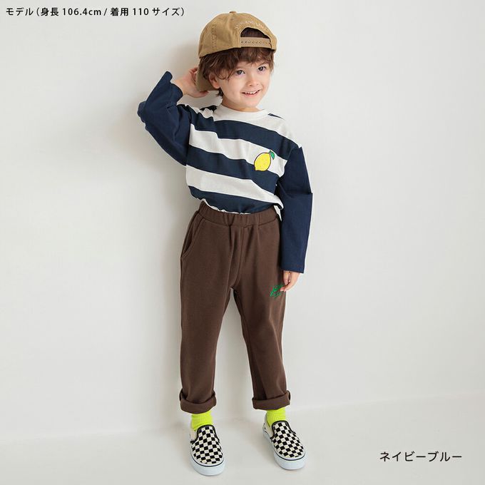 日本 BRANSHES - 休閒粗橫條落肩長袖上衣-檸檬-灰