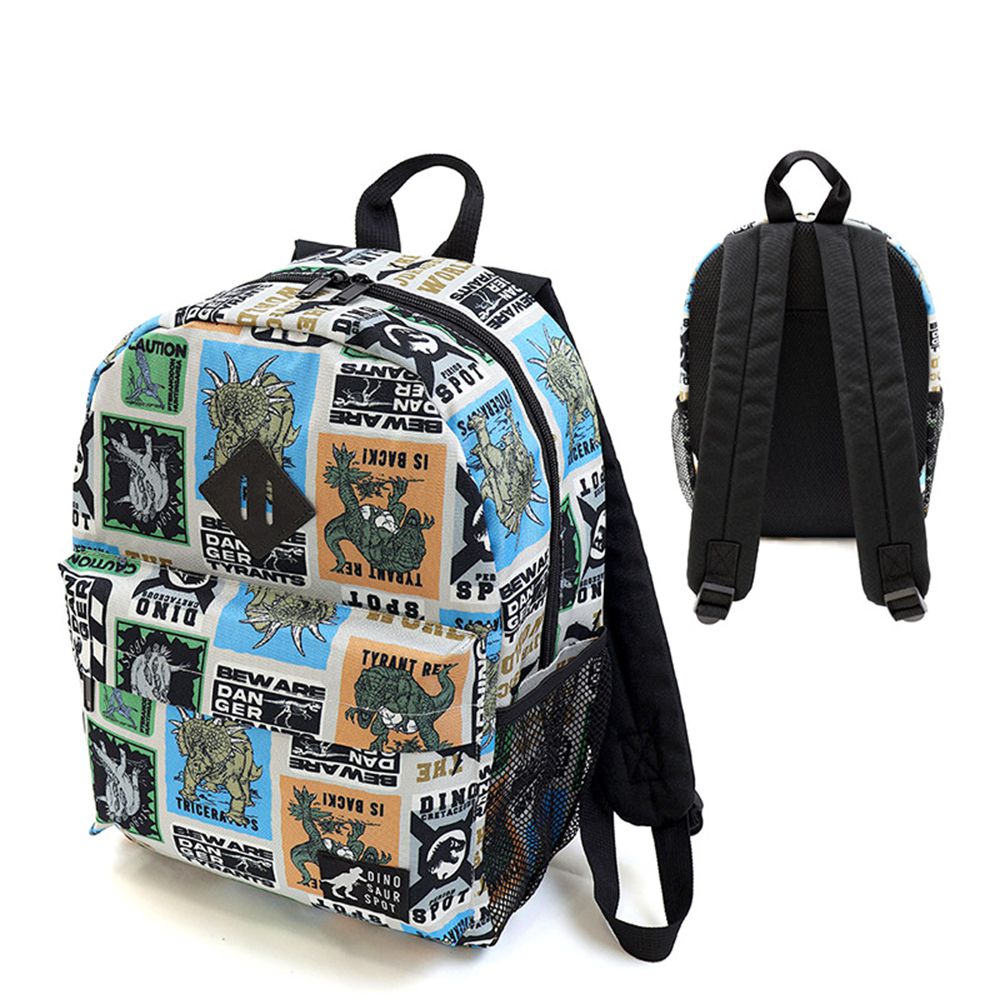 機能大容量童趣風減壓兒童背包(14L)-恐龍標籤-黑 (35x26x14cm)