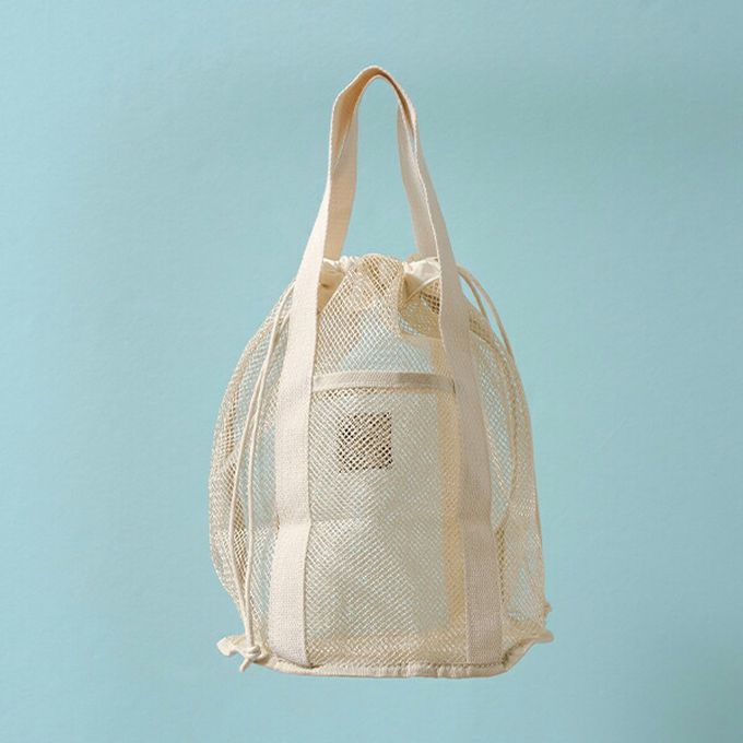 日本 b-ROOM - 網格圓筒沙灘包/玩水包-深藍 (33x22x22cm)