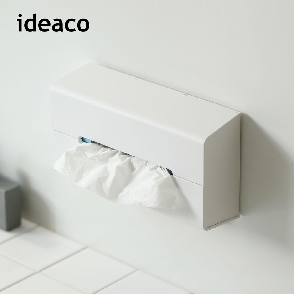 日本IDEACO - 加深型ABS壁掛/桌上兩用面紙架-白