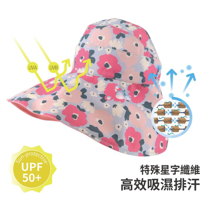 貝柔 Peilou - UPF50+透氣遮陽2用空心帽-花朵(成人) (Free Size)