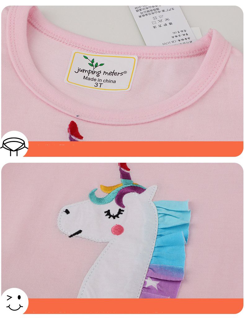 Jumping meters - 圓領小飛袖網紗洋裝-繽紛獨角獸-粉色