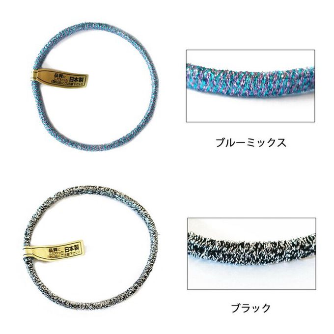 日本 Melody Accessory - 日本製 專利耐用閃亮金蔥髮圈(5入組)-水藍