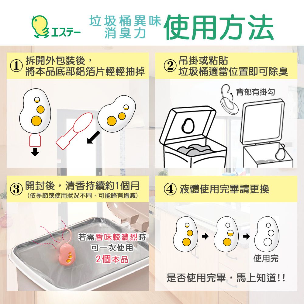 日本 ST 雞仔牌 - 黏貼 吊掛 兩用 抑菌 垃圾桶 異味消臭力-葡萄柚香-2入/組