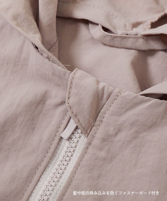 日本 devirock - 防潑水 層次荷葉輕量連帽風衣外套(帽可拆)-粉杏