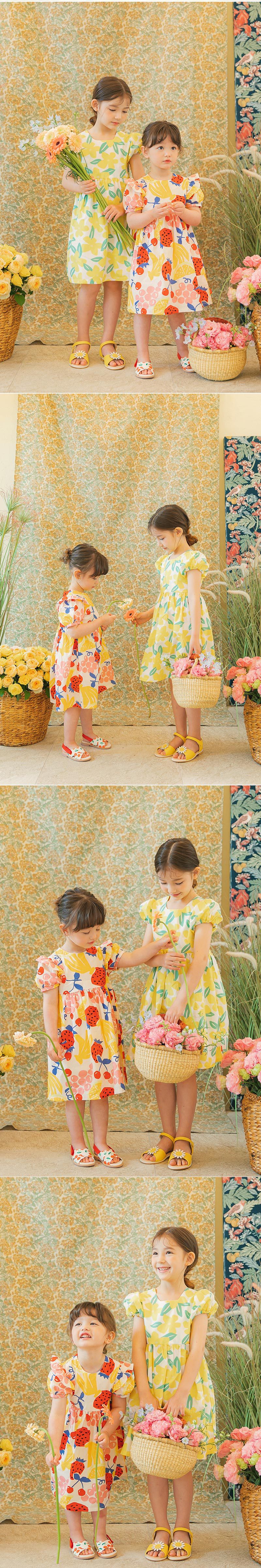 韓國 OZKIZ - (附包包)夏日水果樂園高腰洋裝