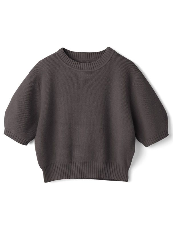 日本 GRL - 百搭短版五分袖針織上衣-灰粉